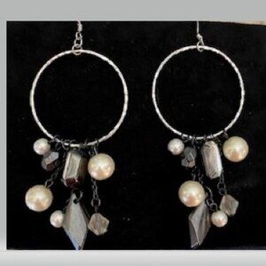 Boho Bead-n-Stone Hoop Earrings